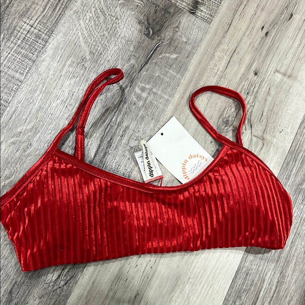 Dippin' Daisy's Red Ribbed Bikini Top